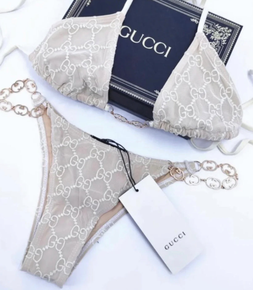 GG Beige Chain Bikini