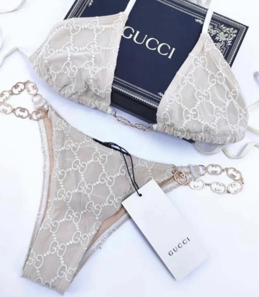 GG Beige Chain Bikini