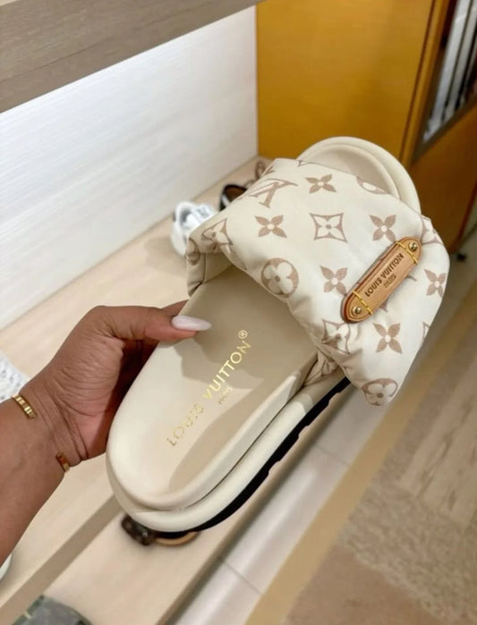 LV Pillow Slides White