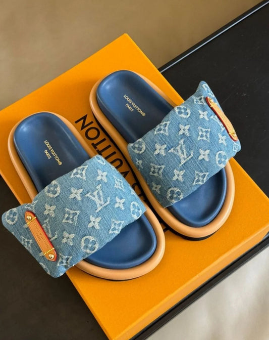 LV Pillow Slides Denim