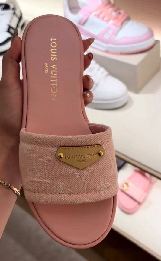 LV Denim Pink Slides