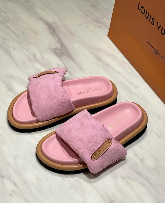 LV Pink Denim Pillow Sandals