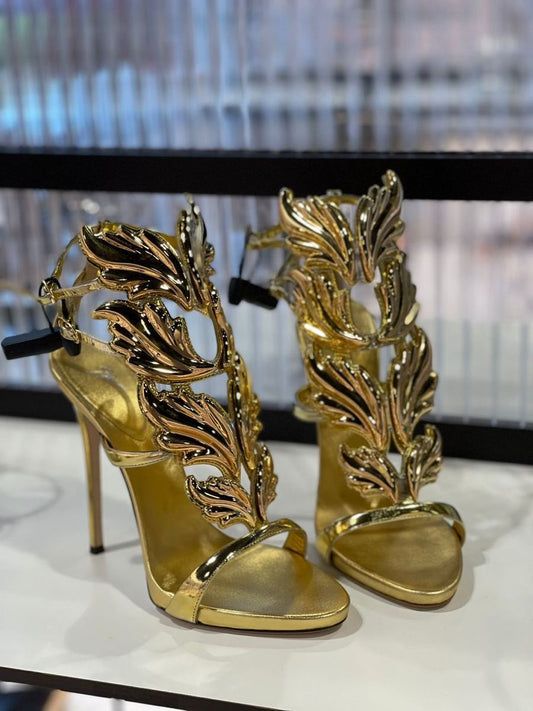 Wing Leaves Heels Gold