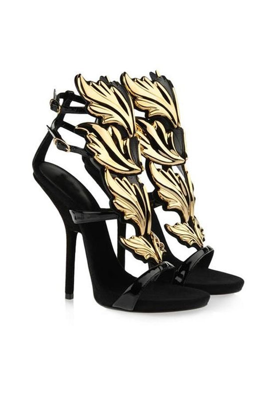Wing Leaves HeelS Gold/Black